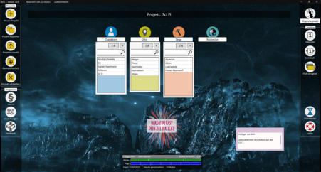 Dashboard, Hintergrundbild, Karteilisten, Schreibziel-Zählwerk