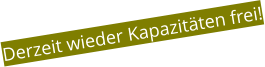 Derzeit wieder Kapazitäten frei!
